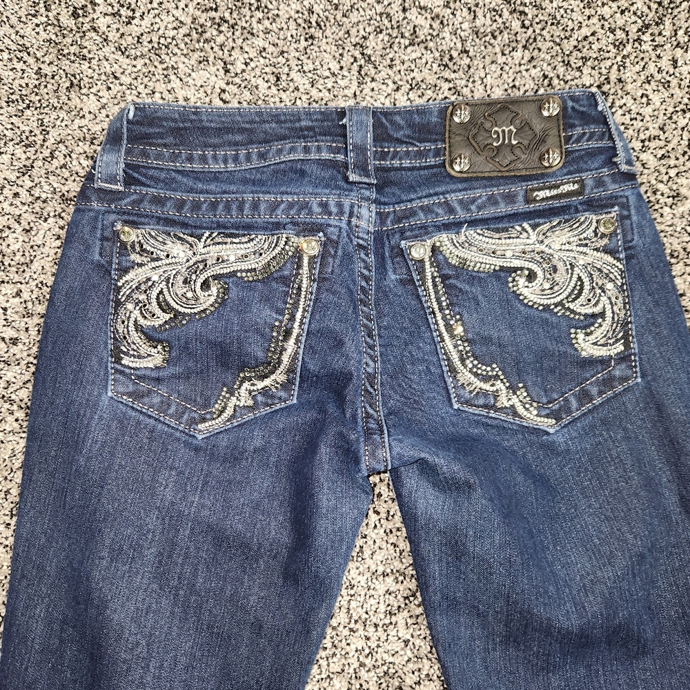 Miss Me Blue Jeans with Silver Embellishments